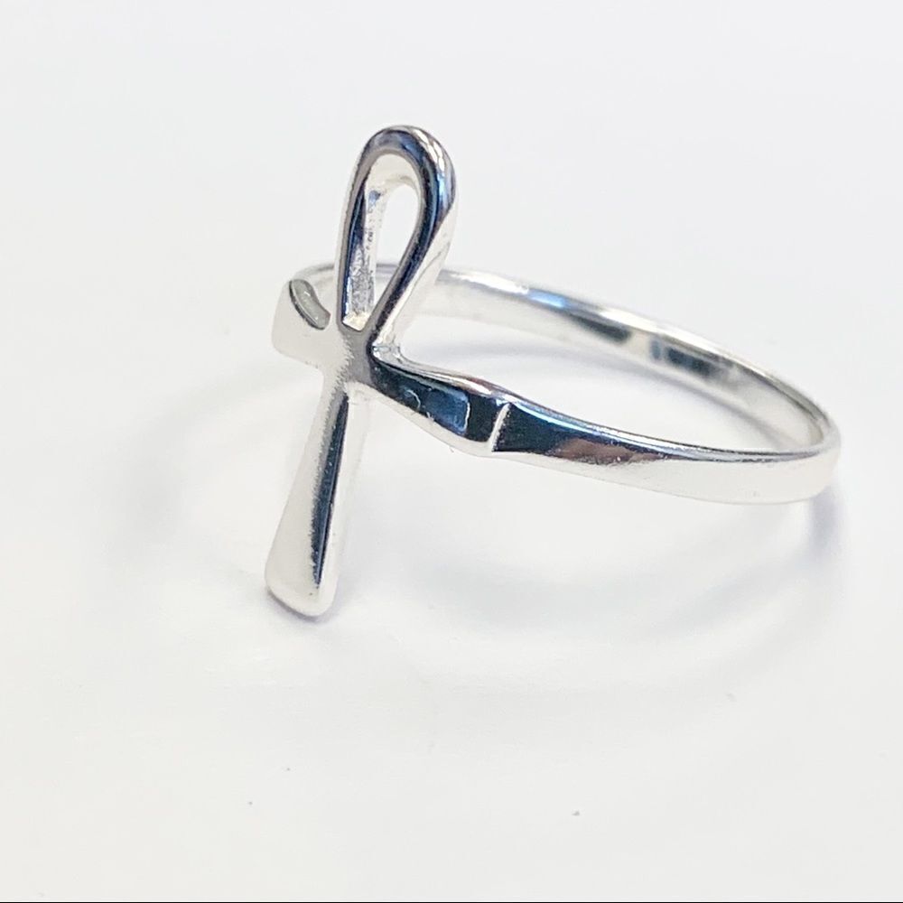 925 Sterling Silver Ankh Cross Ring - Picture 4 of 15